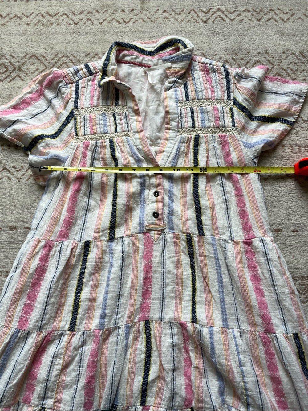 Anthropologie Boho Georgina Tiered Shirt Dress Sz Small Textured - Picture 8 of 9